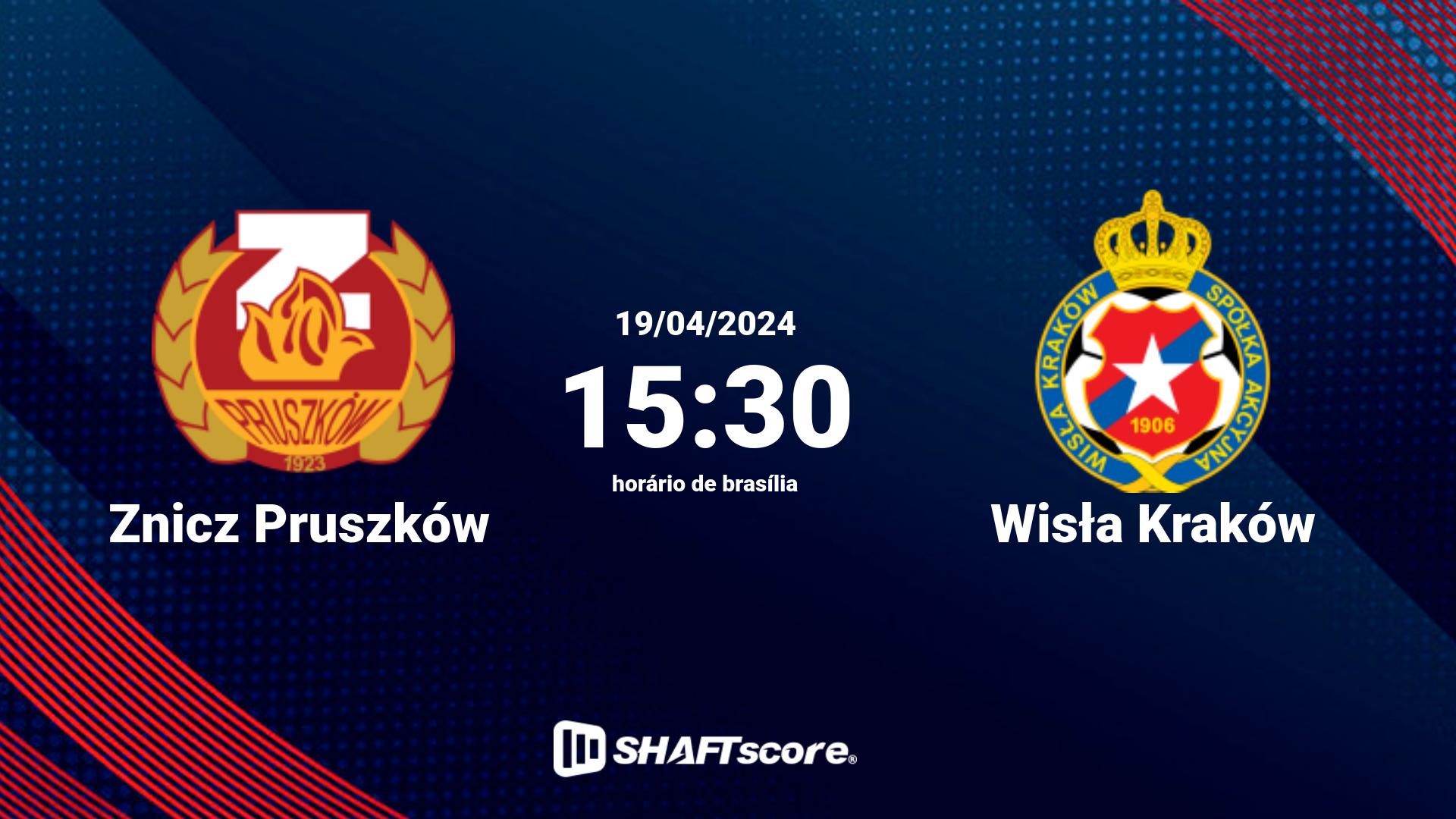 Estatísticas do jogo Znicz Pruszków vs Wisła Kraków 19.04 15:30