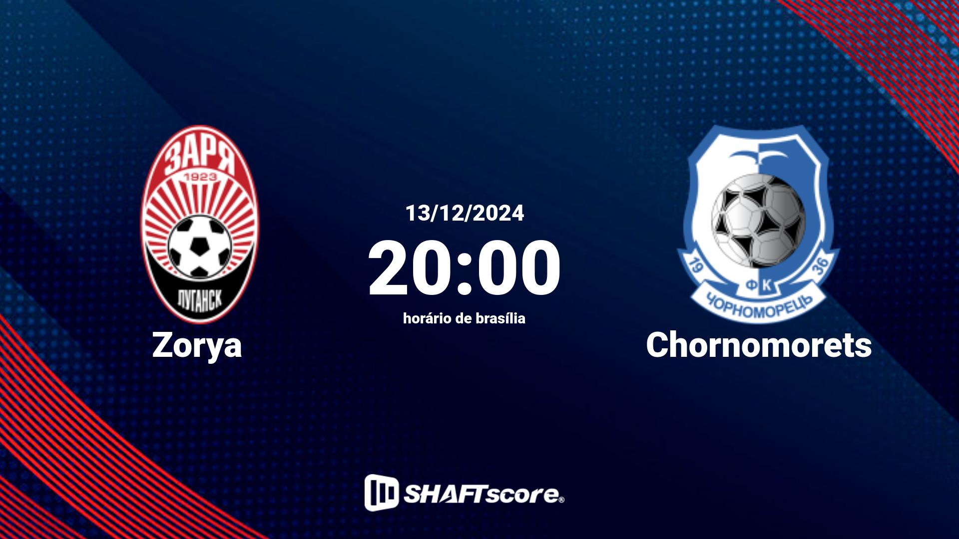 Estatísticas do jogo Zorya vs Chornomorets 13.12 20:00