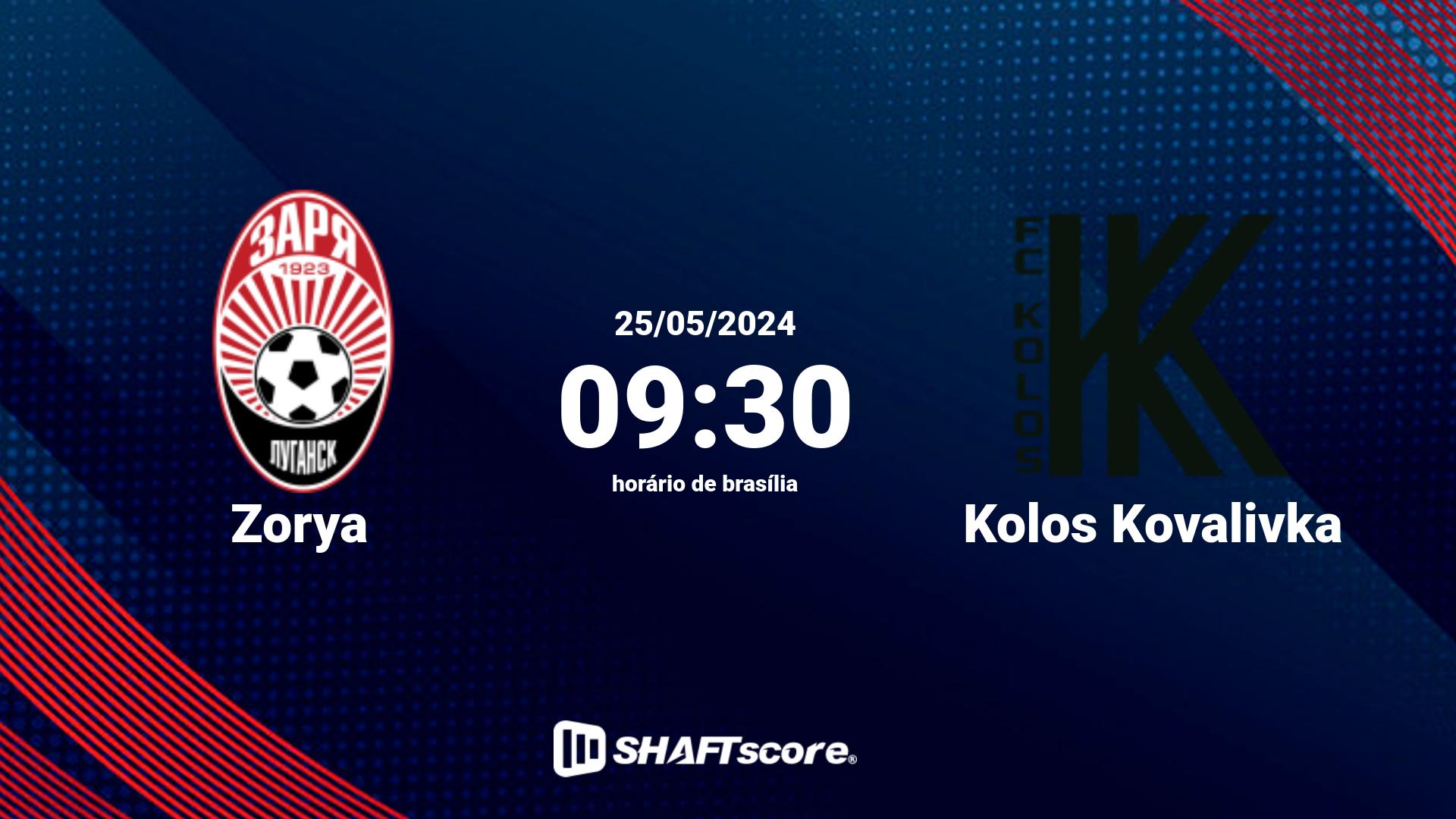 Estatísticas do jogo Zorya vs Kolos Kovalivka 25.05 09:30