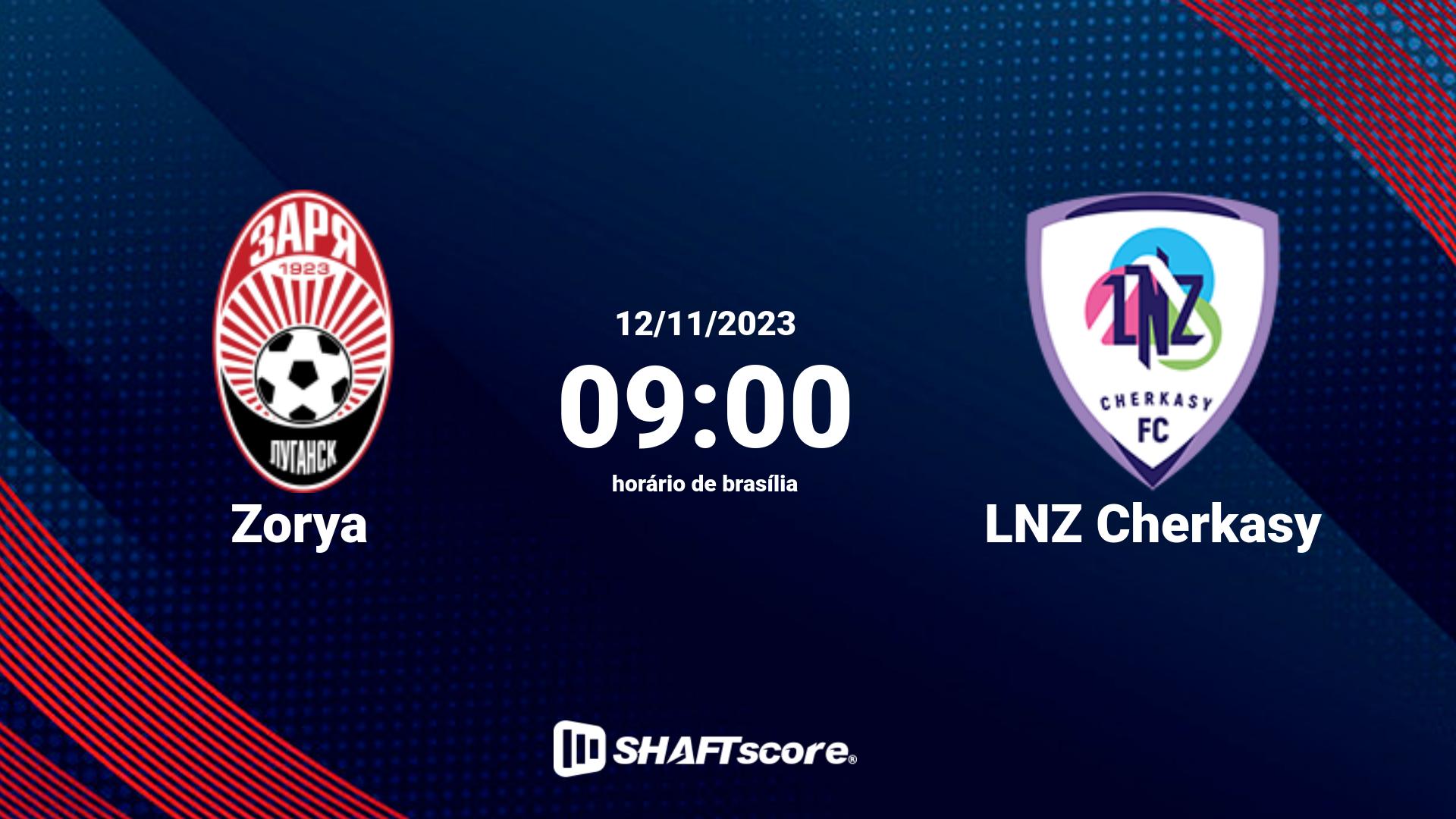 Estatísticas do jogo Zorya vs LNZ Cherkasy 12.11 09:00