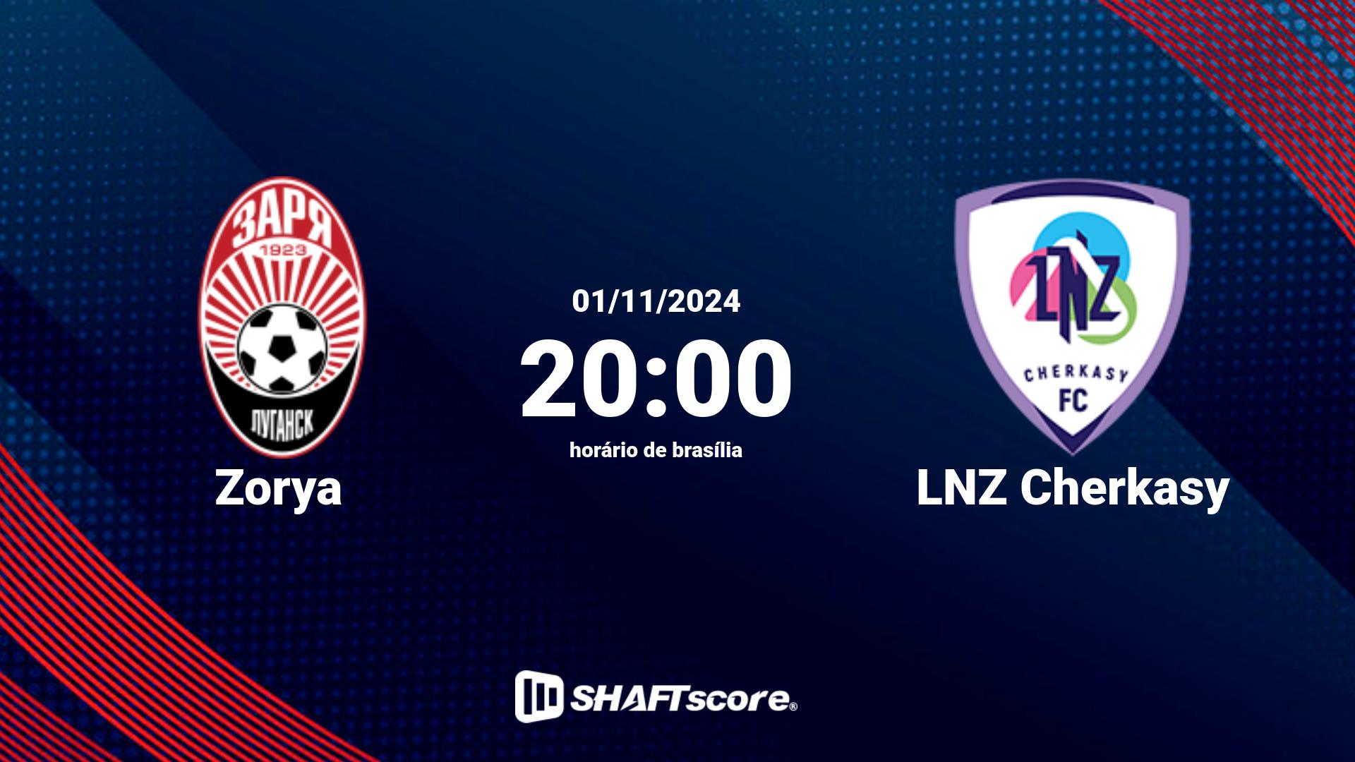 Estatísticas do jogo Zorya vs LNZ Cherkasy 01.11 20:00