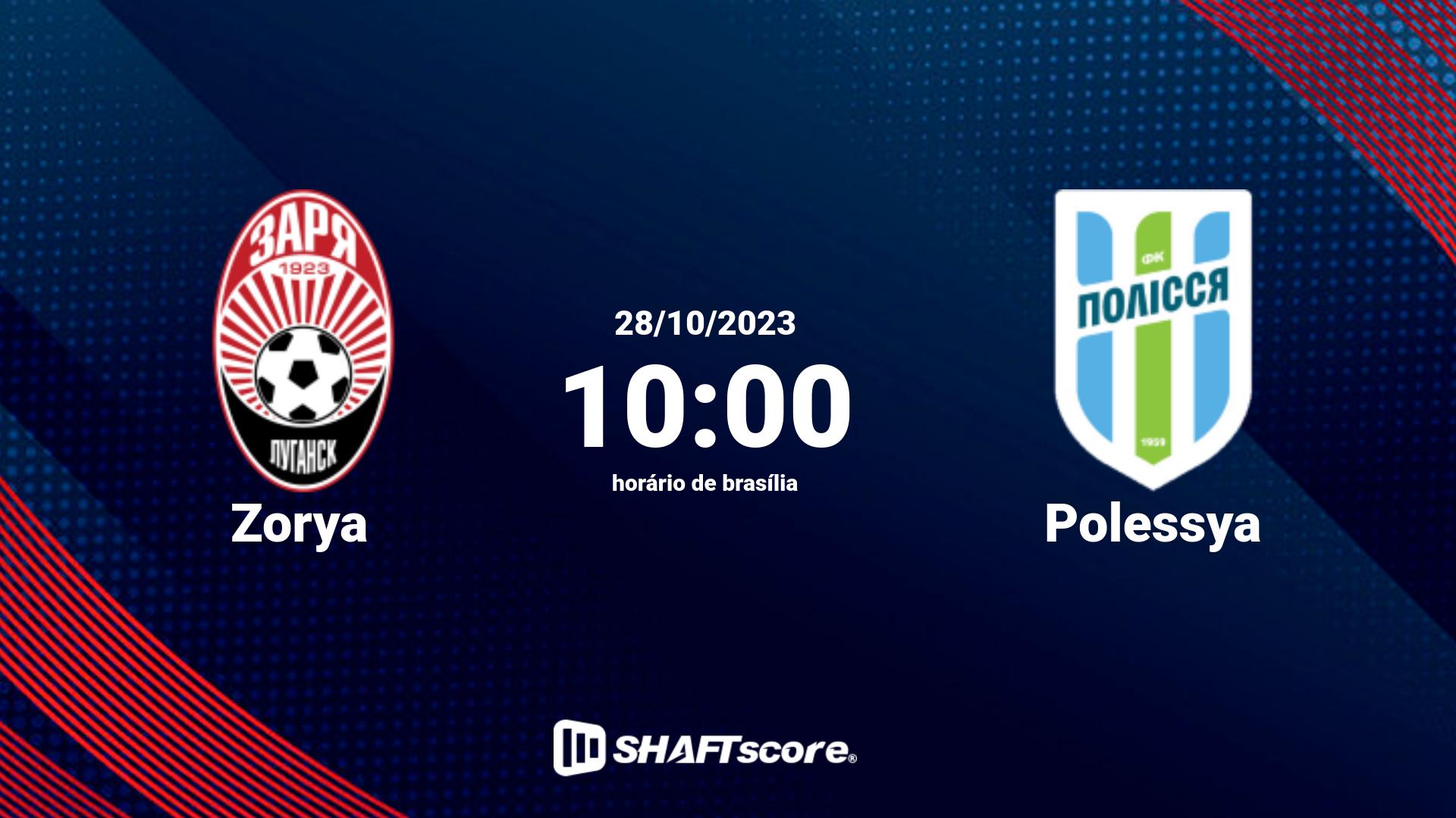 Estatísticas do jogo Zorya vs Polessya 28.10 10:00