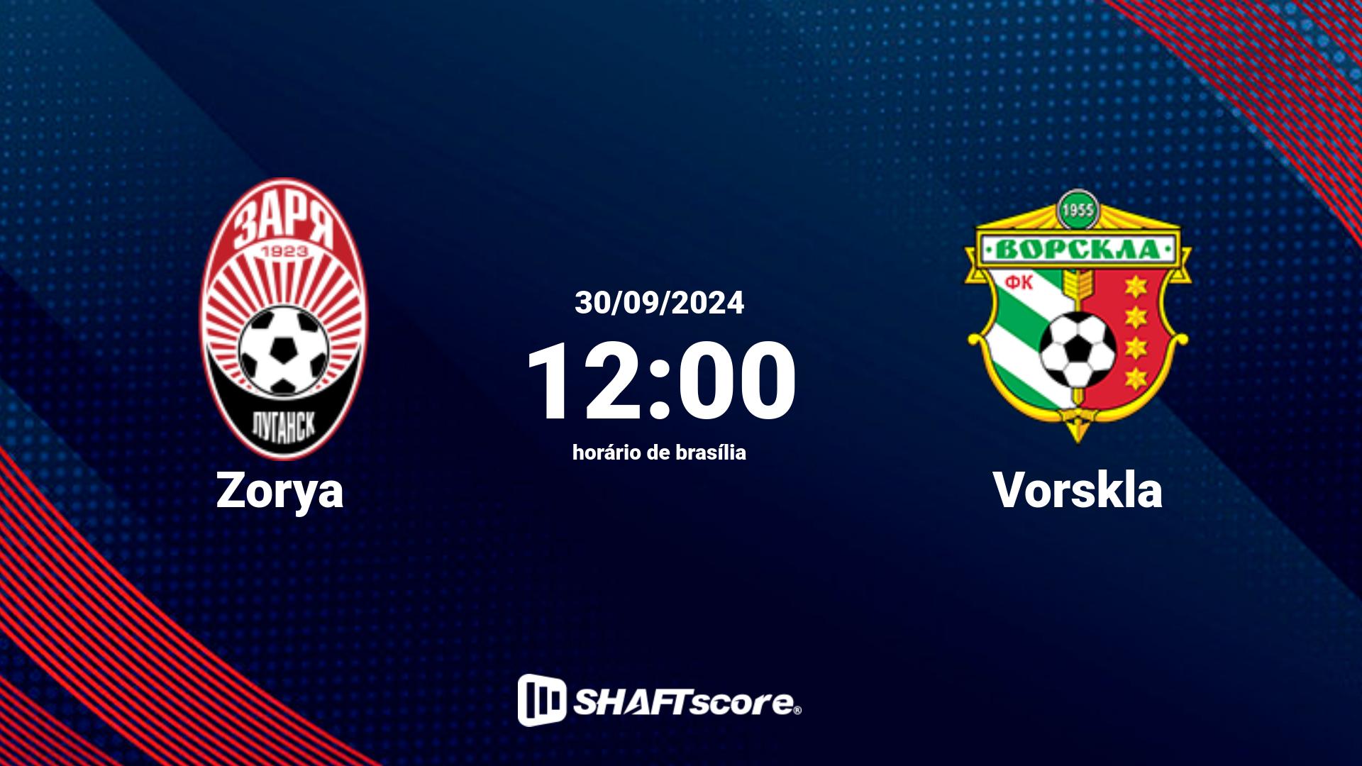 Estatísticas do jogo Zorya vs Vorskla 30.09 12:00