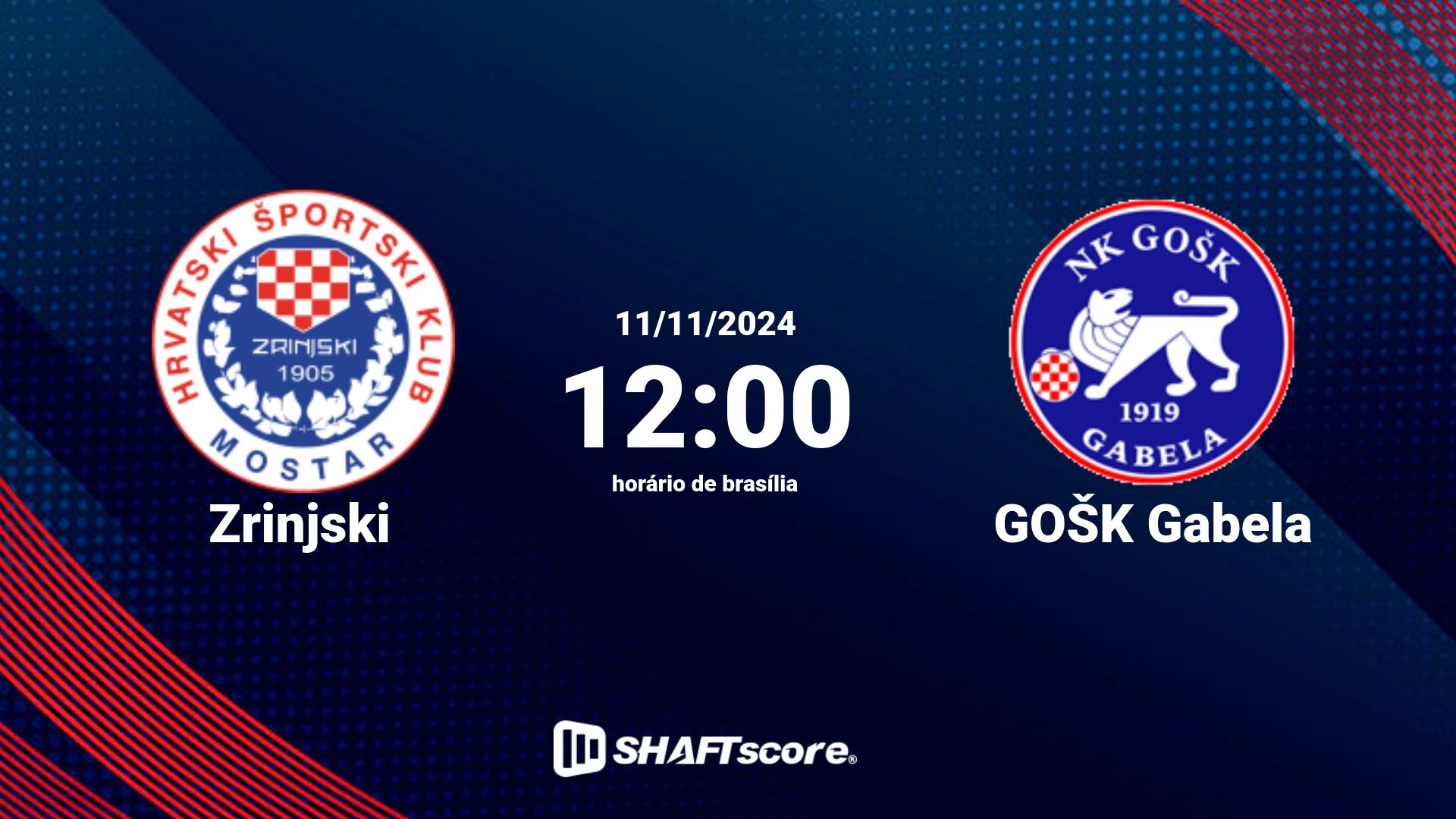 Estatísticas do jogo Zrinjski vs GOŠK Gabela 11.11 12:00