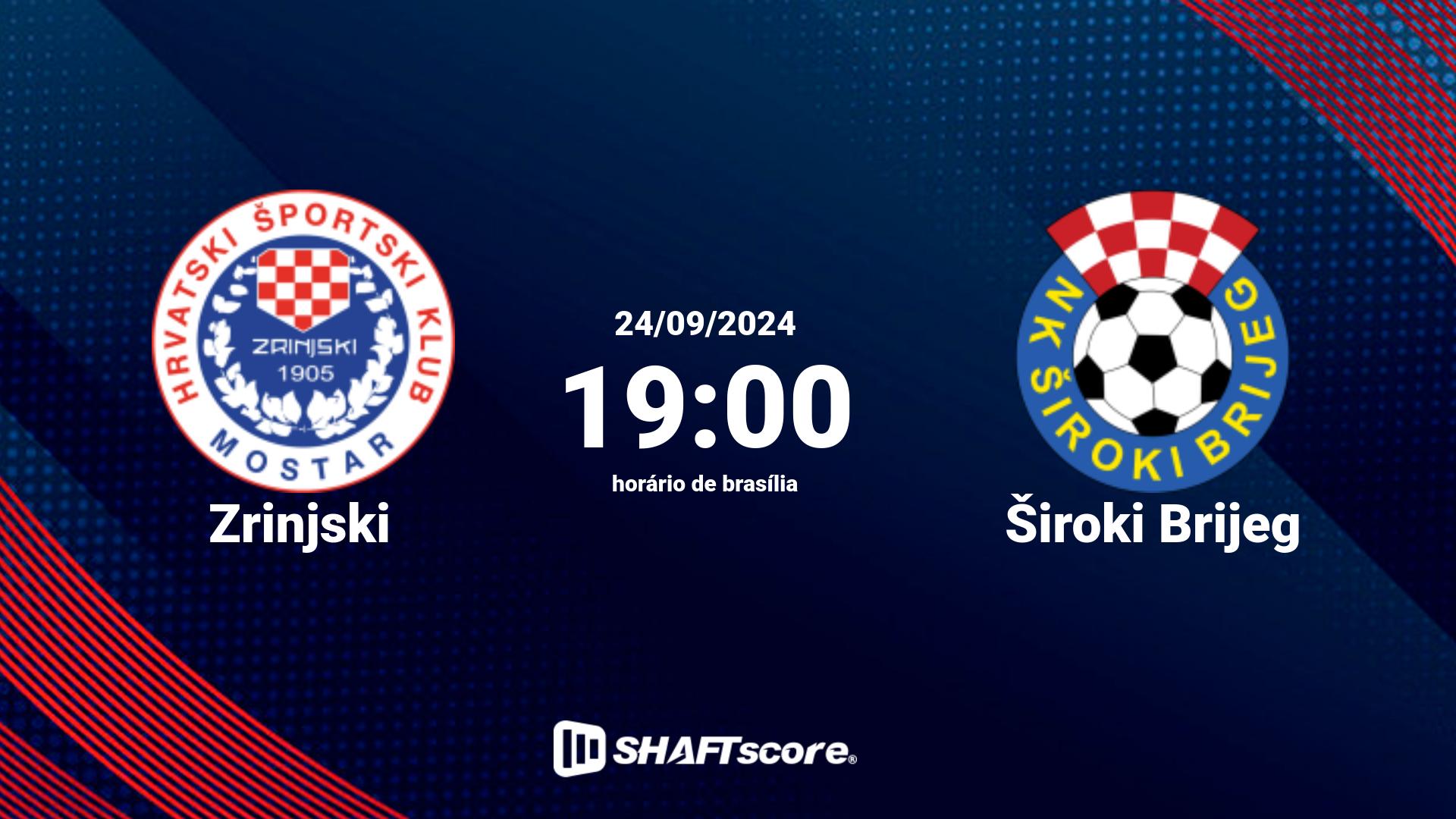 Estatísticas do jogo Zrinjski vs Široki Brijeg 24.09 19:00