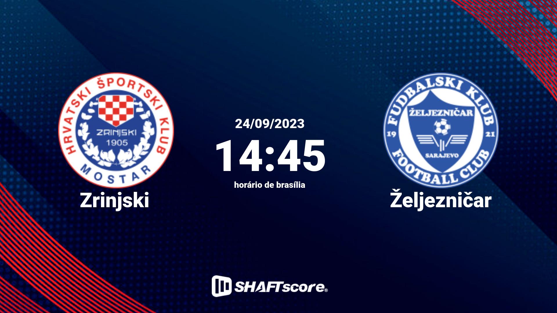 Estatísticas do jogo Zrinjski vs Željezničar 24.09 14:45