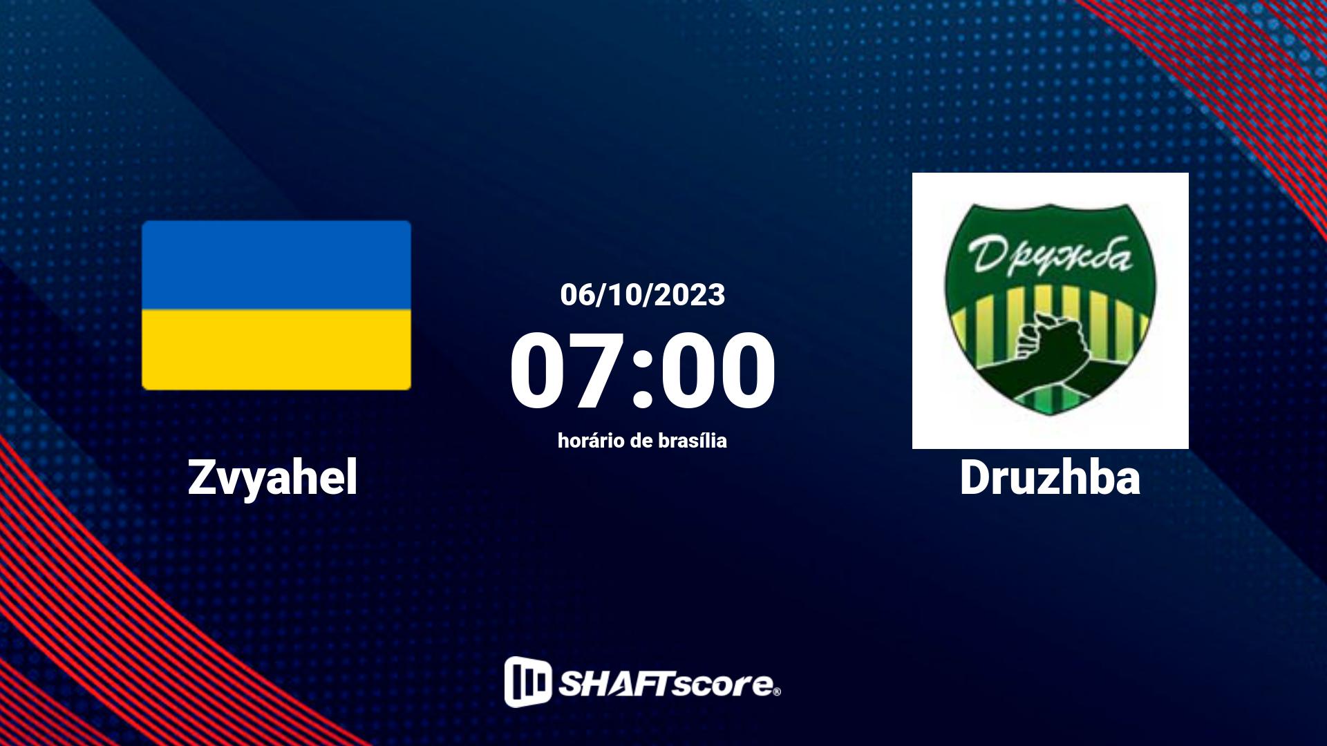 Estatísticas do jogo Zvyahel vs Druzhba 06.10 07:00