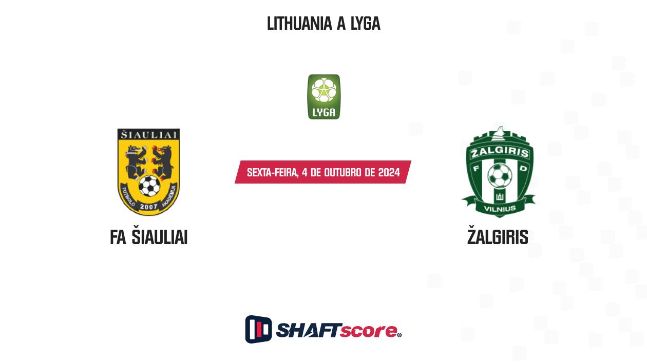 Palpite: FA Šiauliai vs Žalgiris